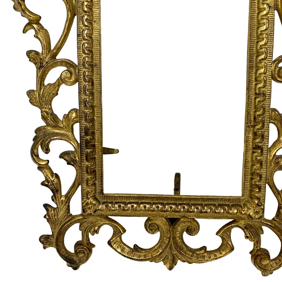 Vintage Picture Frame Cast Metal Ornate Gold Rectangle Portrait Victorian FLAW - Picture 3 of 10